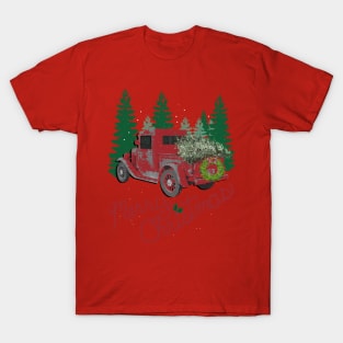 Christmas Red Truck Vintage Merry Christmas Gifts T-Shirt